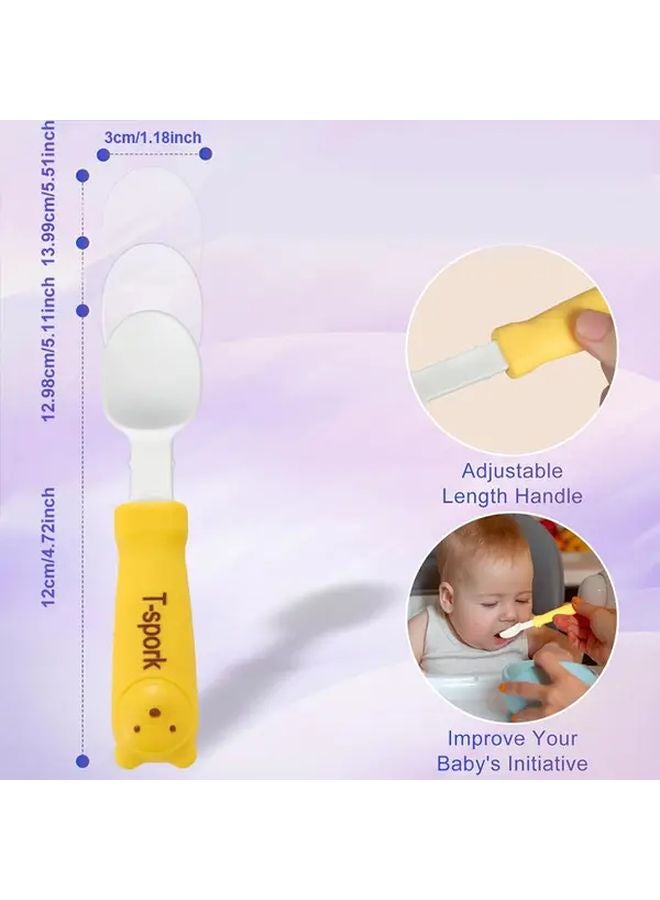 Yellow Kids Utensil Set Adjustable Length Self Feeding Training Tableware Portable Case Home Travel Gift - Image 5